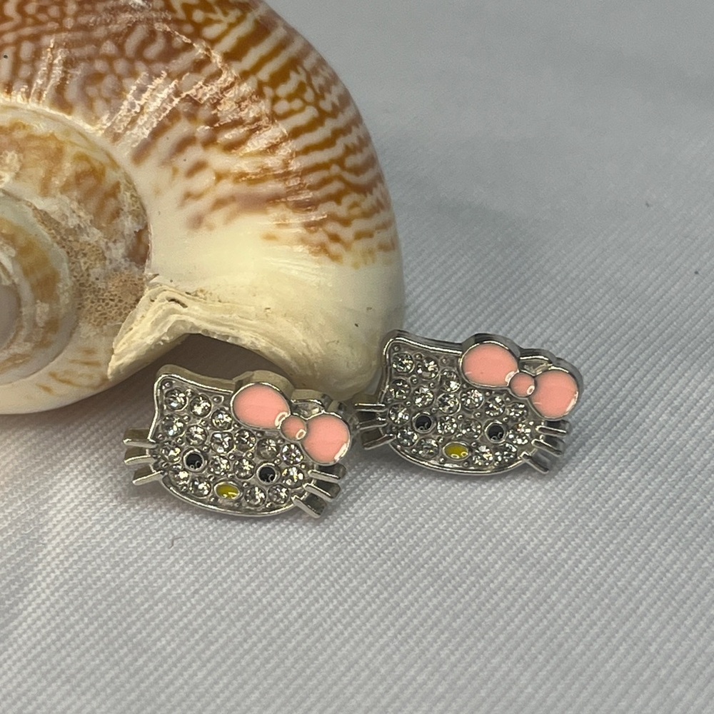 HELLO KITTY RHINESTONE STUD EARRINGS